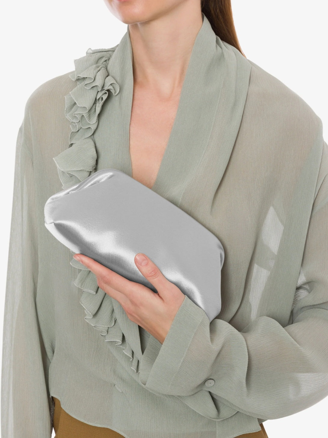 Alberta Ferretti - Camicia in creponne viscosa, ghiaccio