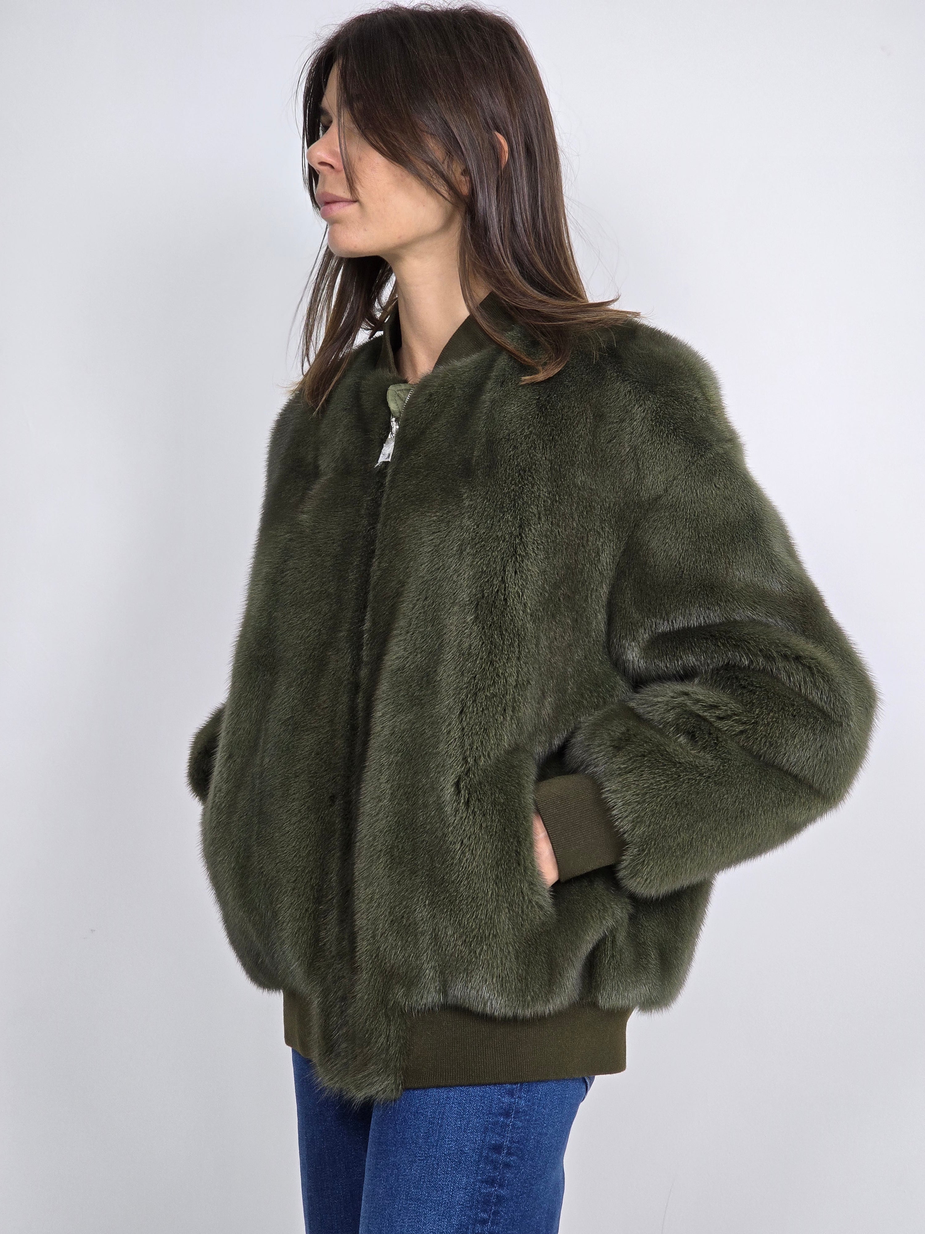 Blancha - Bomber militare mink e nylon