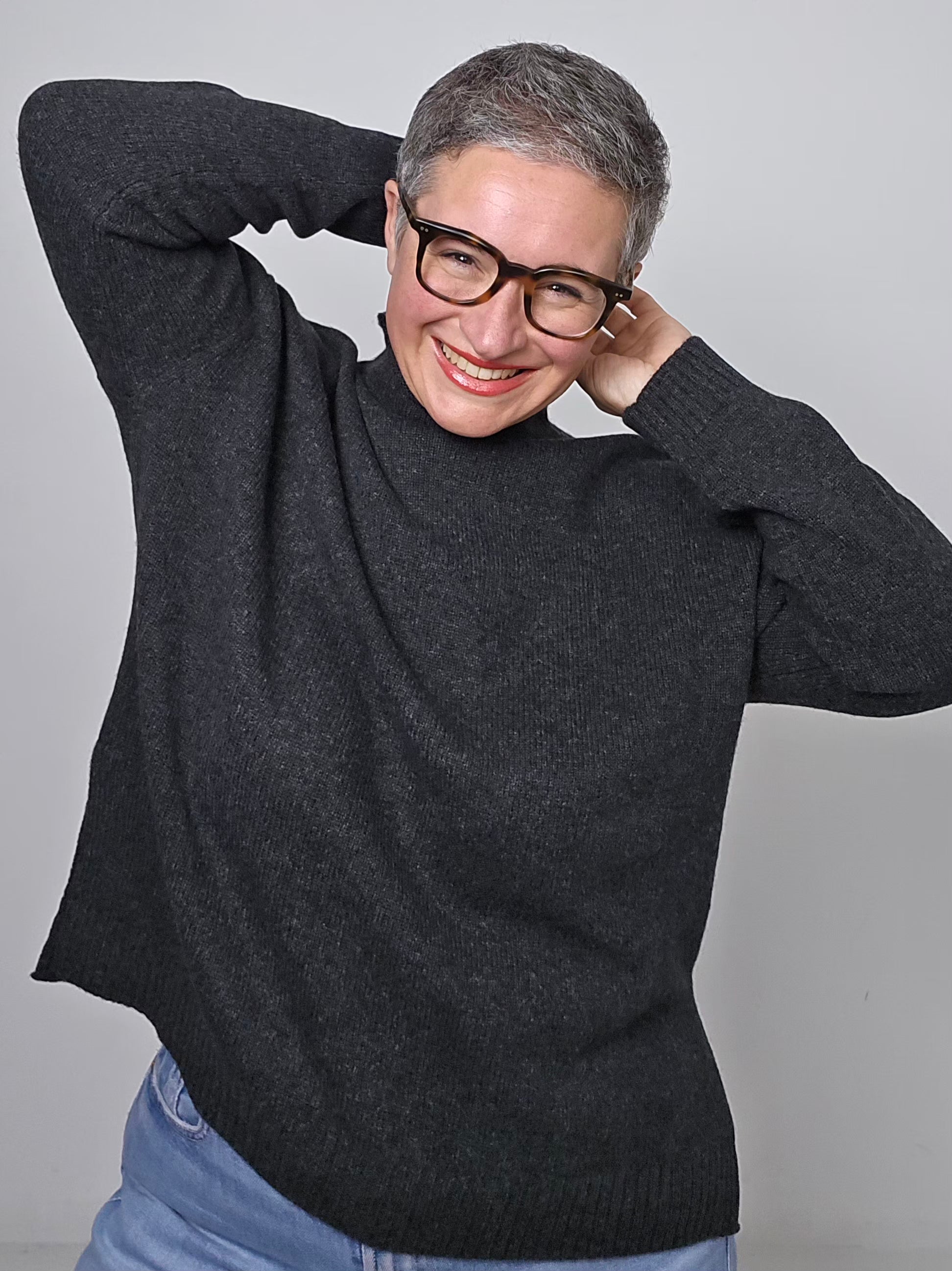 Be You - Maglia cashmere turtle neck grigio