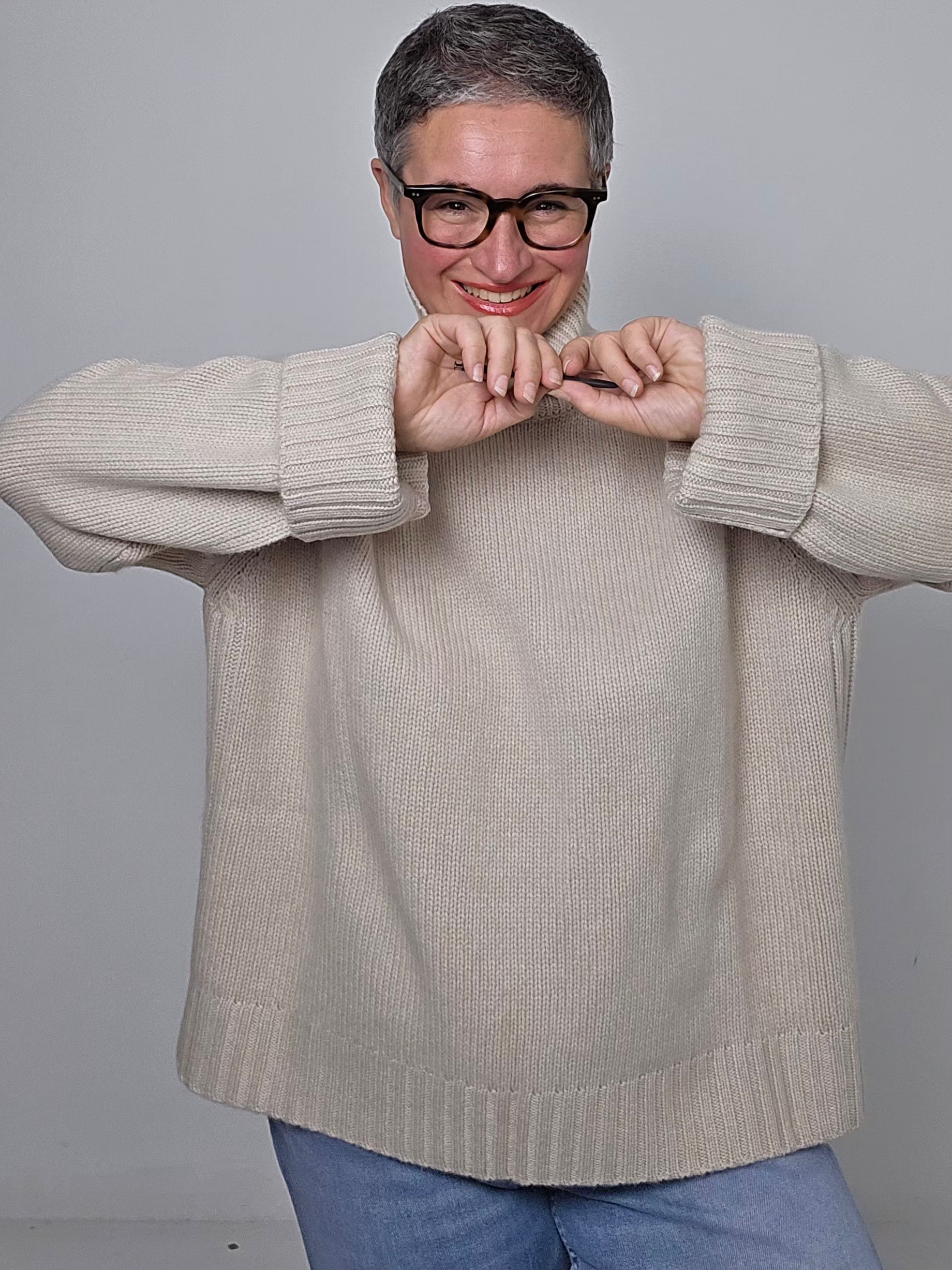 Be You - Maglia cashmere dolcevita sand