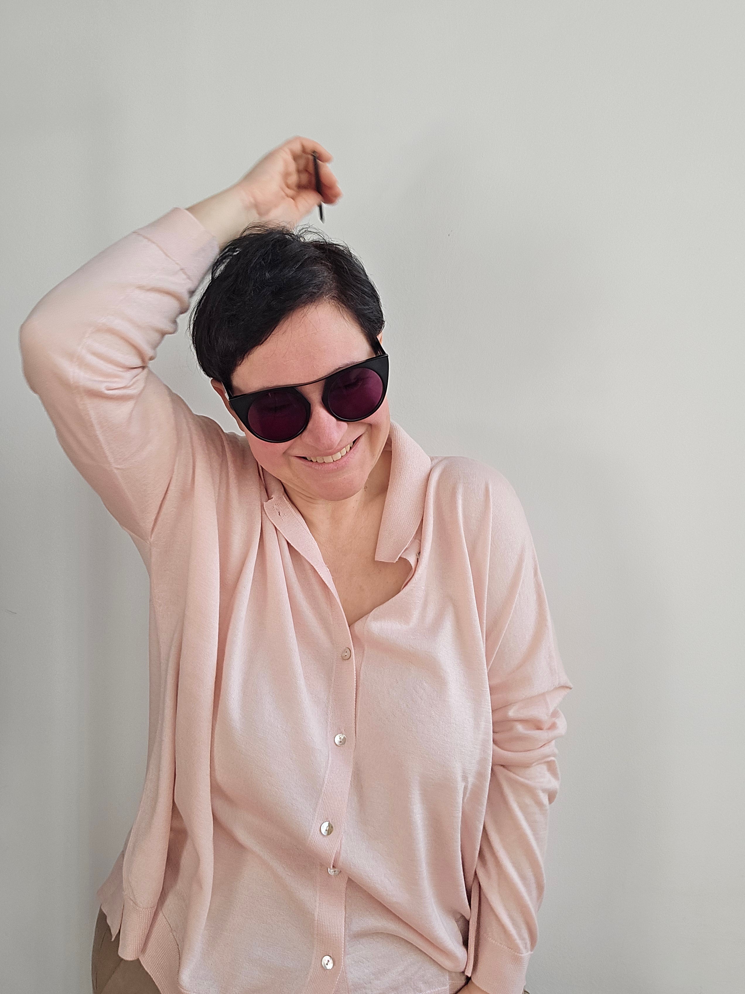 Be You - Cardigan polo rosa cipria