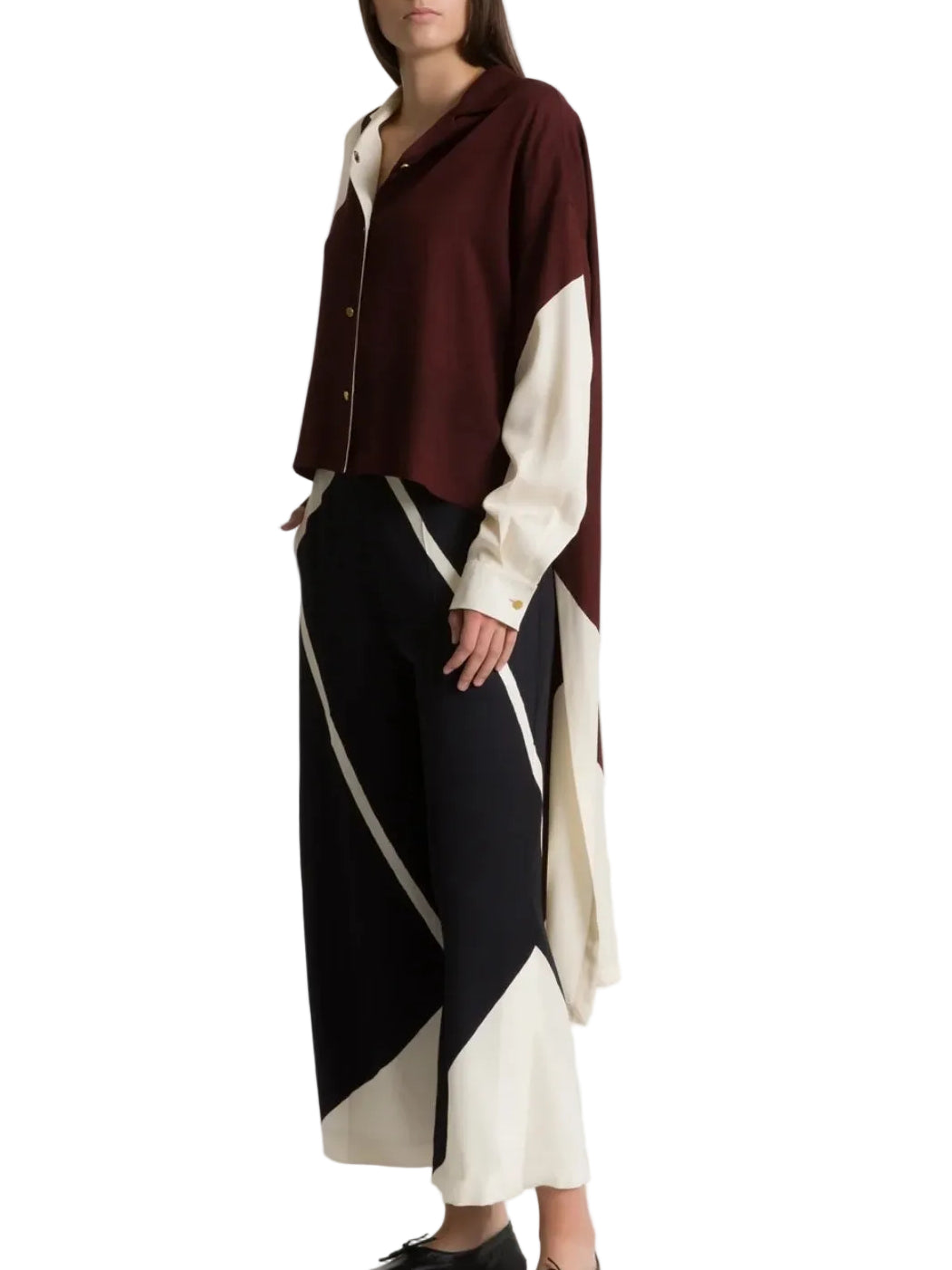 Alberta Ferretti - Camicia fantasia marrone