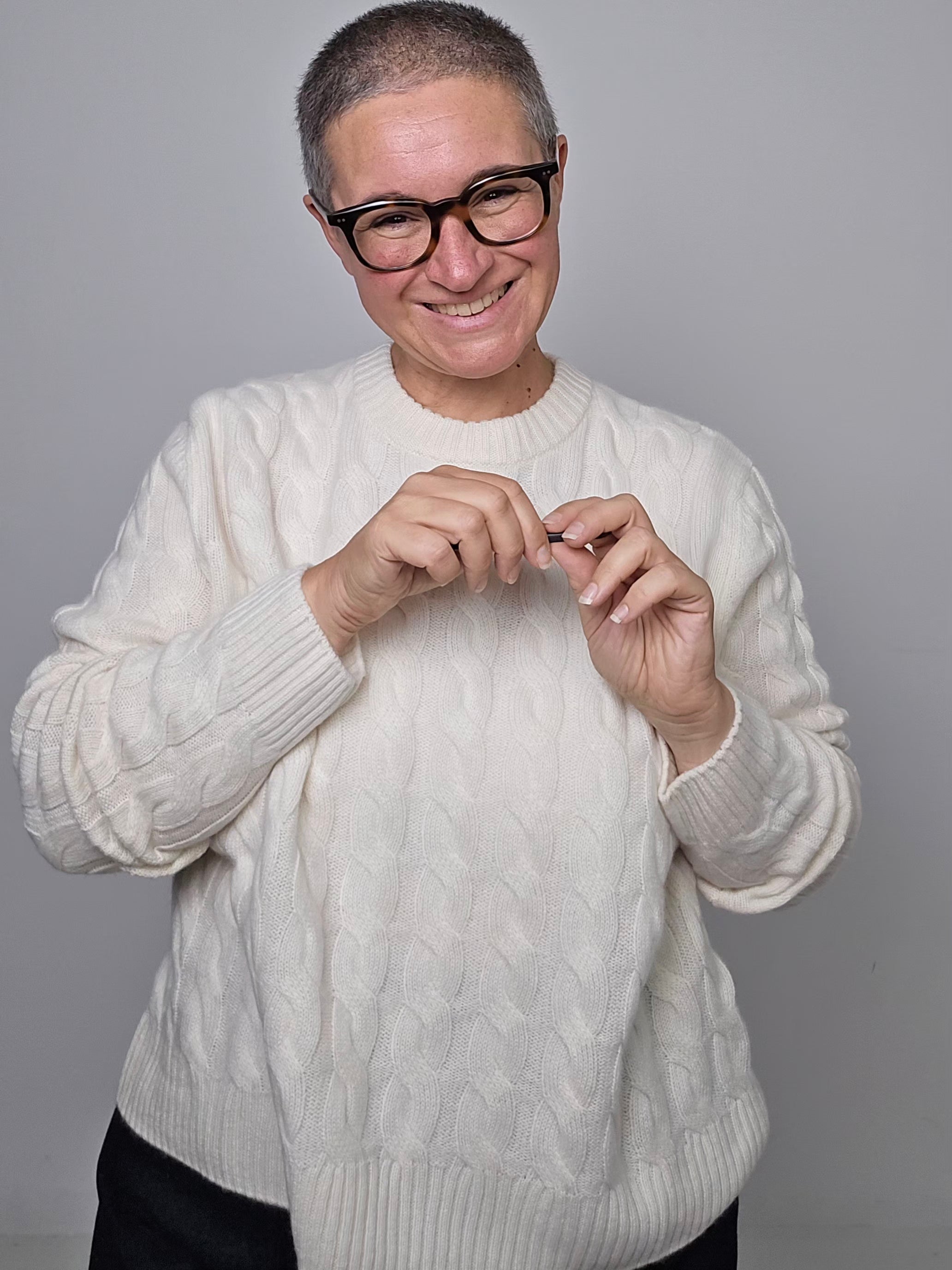 Be You - Maglia cashmere trecce avorio