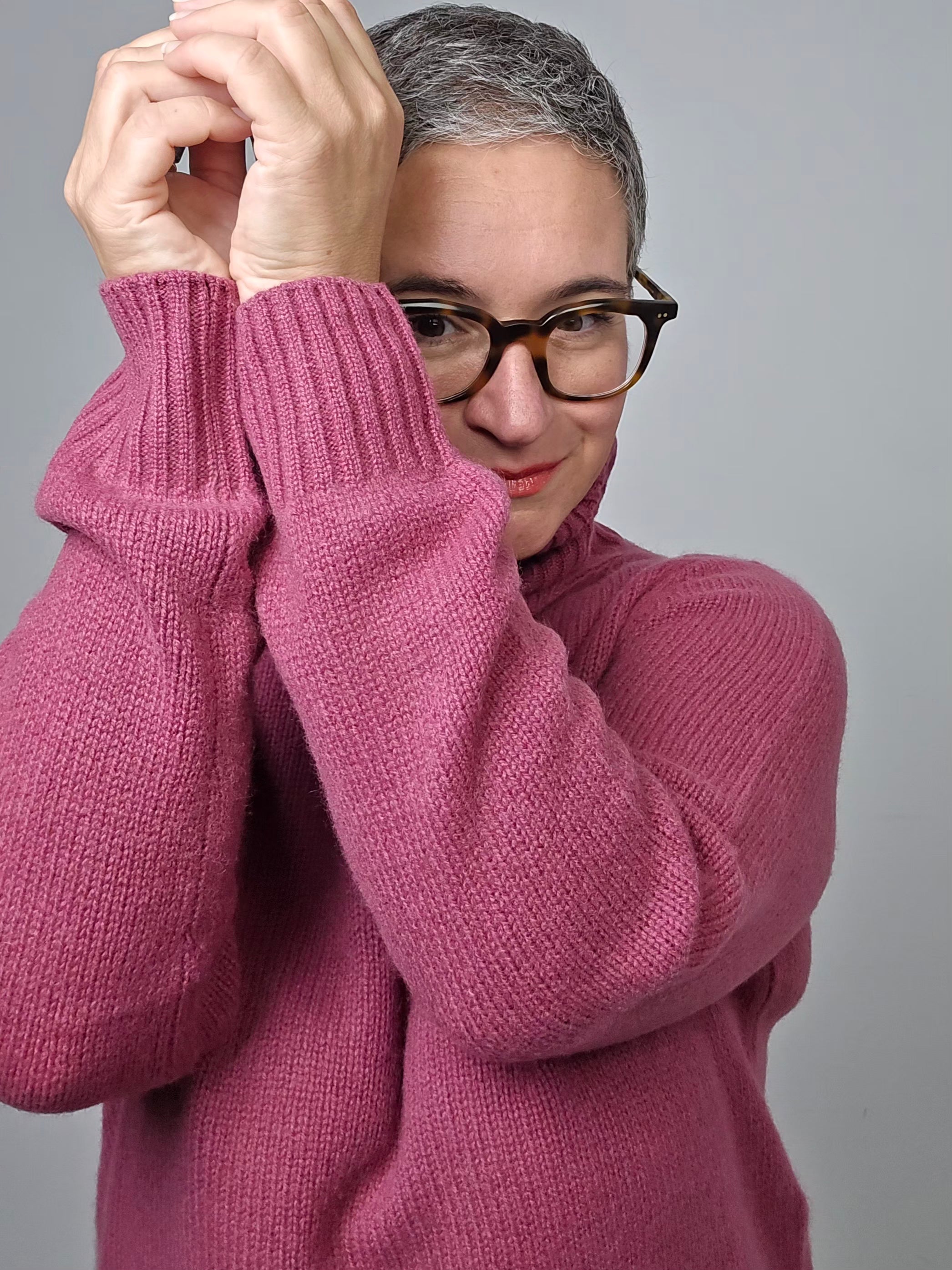 Be You - Maglia cashmere turtle neck rosa antico