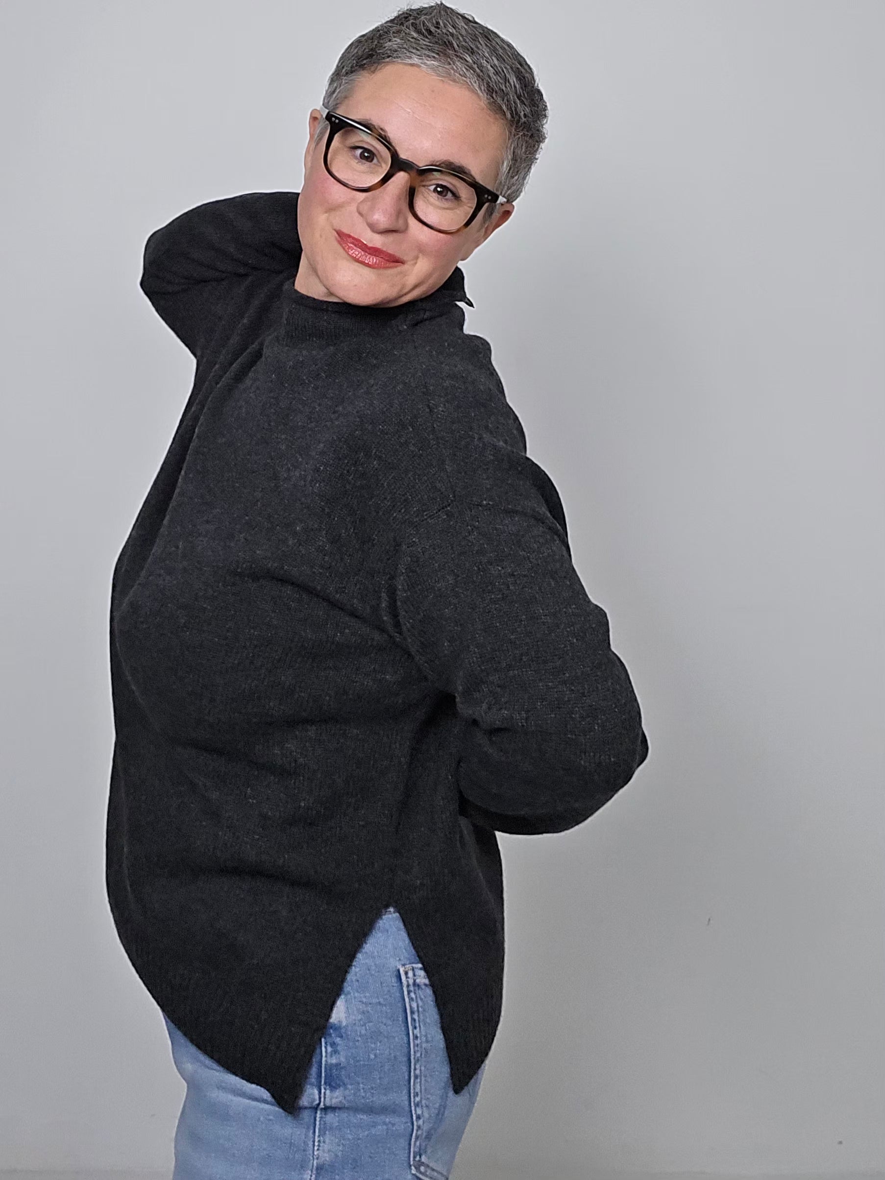 Be You - Maglia cashmere turtle neck grigio