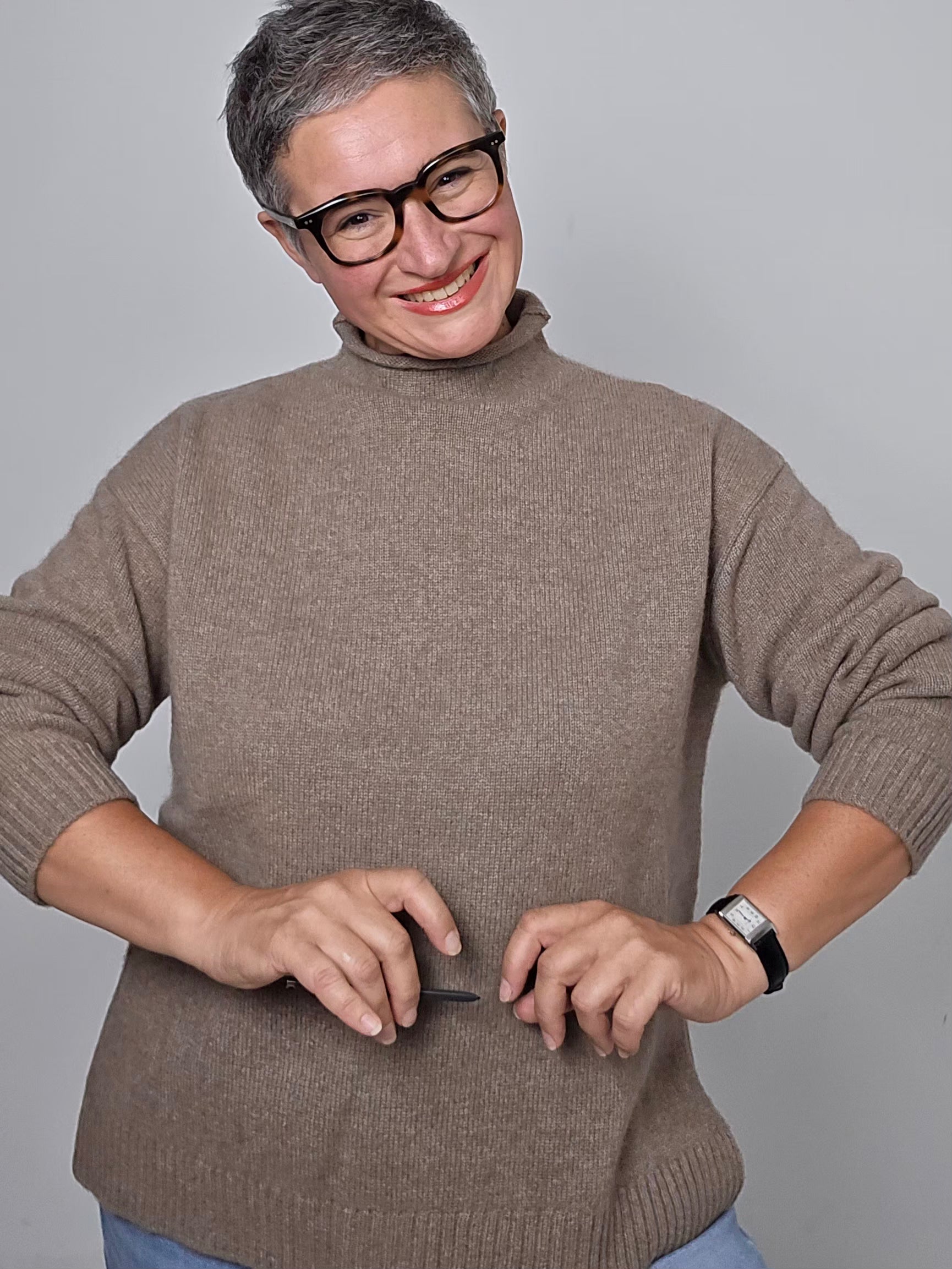 Be You - Maglia cashmere turtle neck nocciola