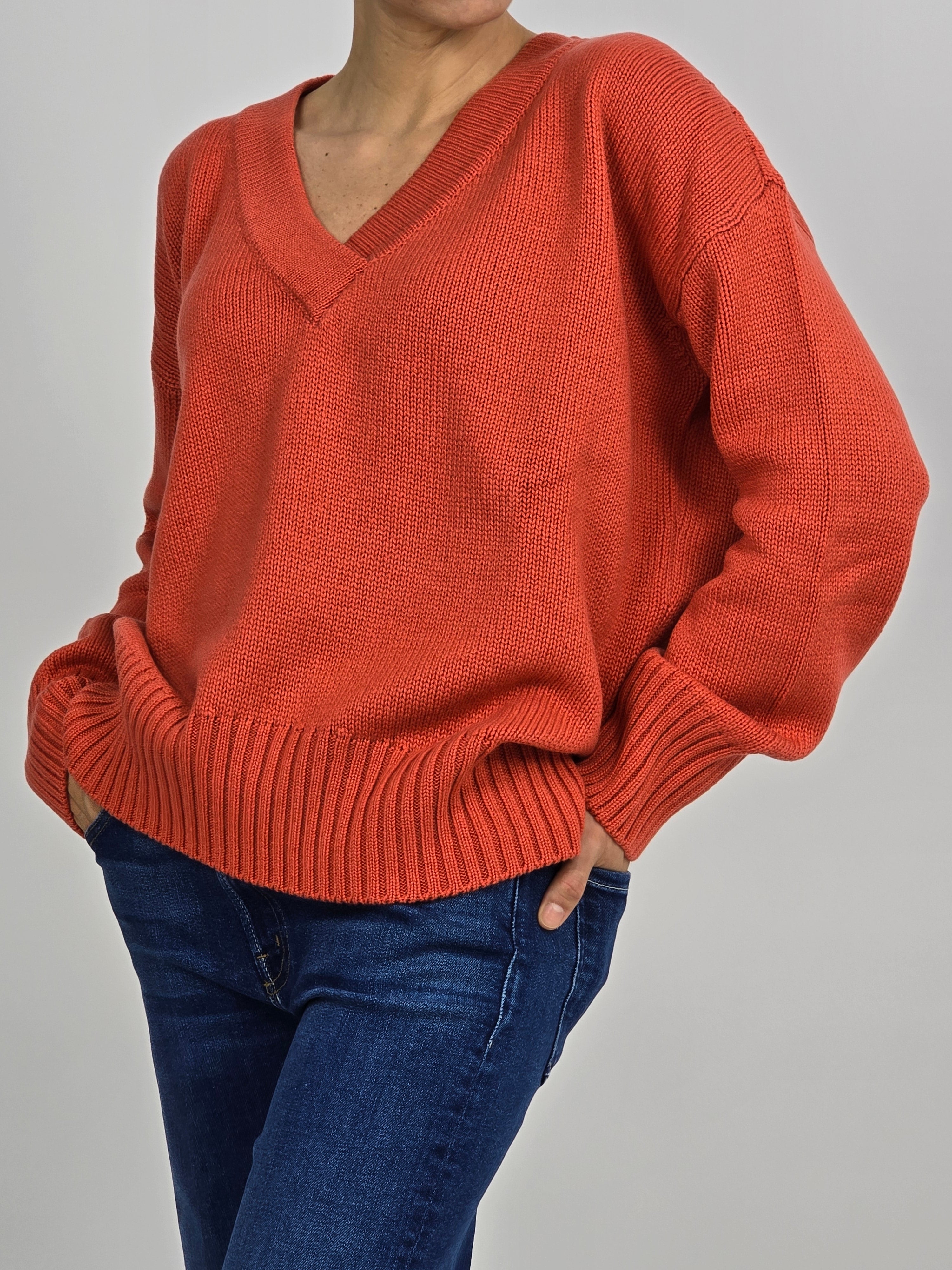 Canessa - Maglia cashmere mattone "Patricia"