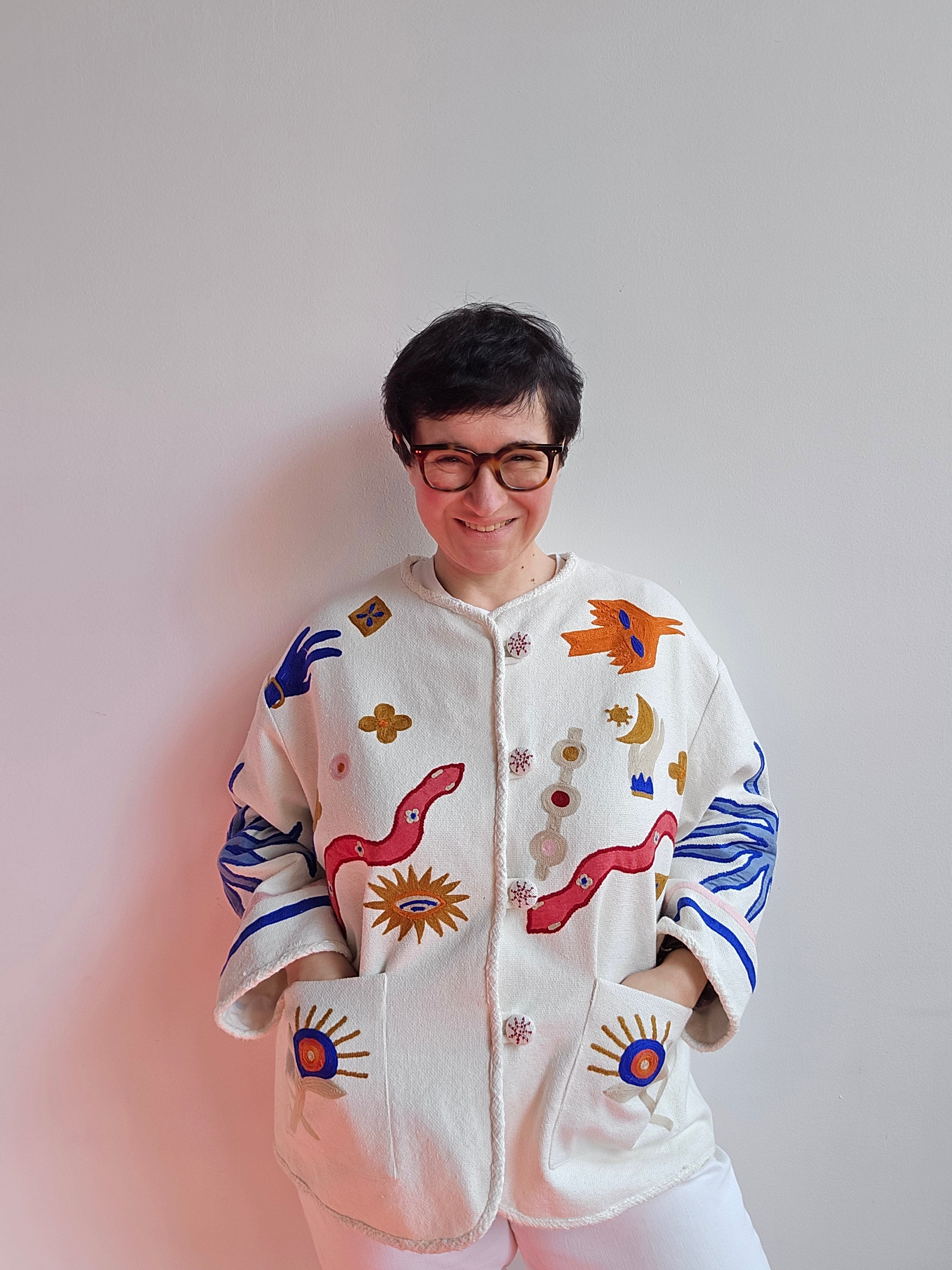 Taieur - Giacca ricamata bianca