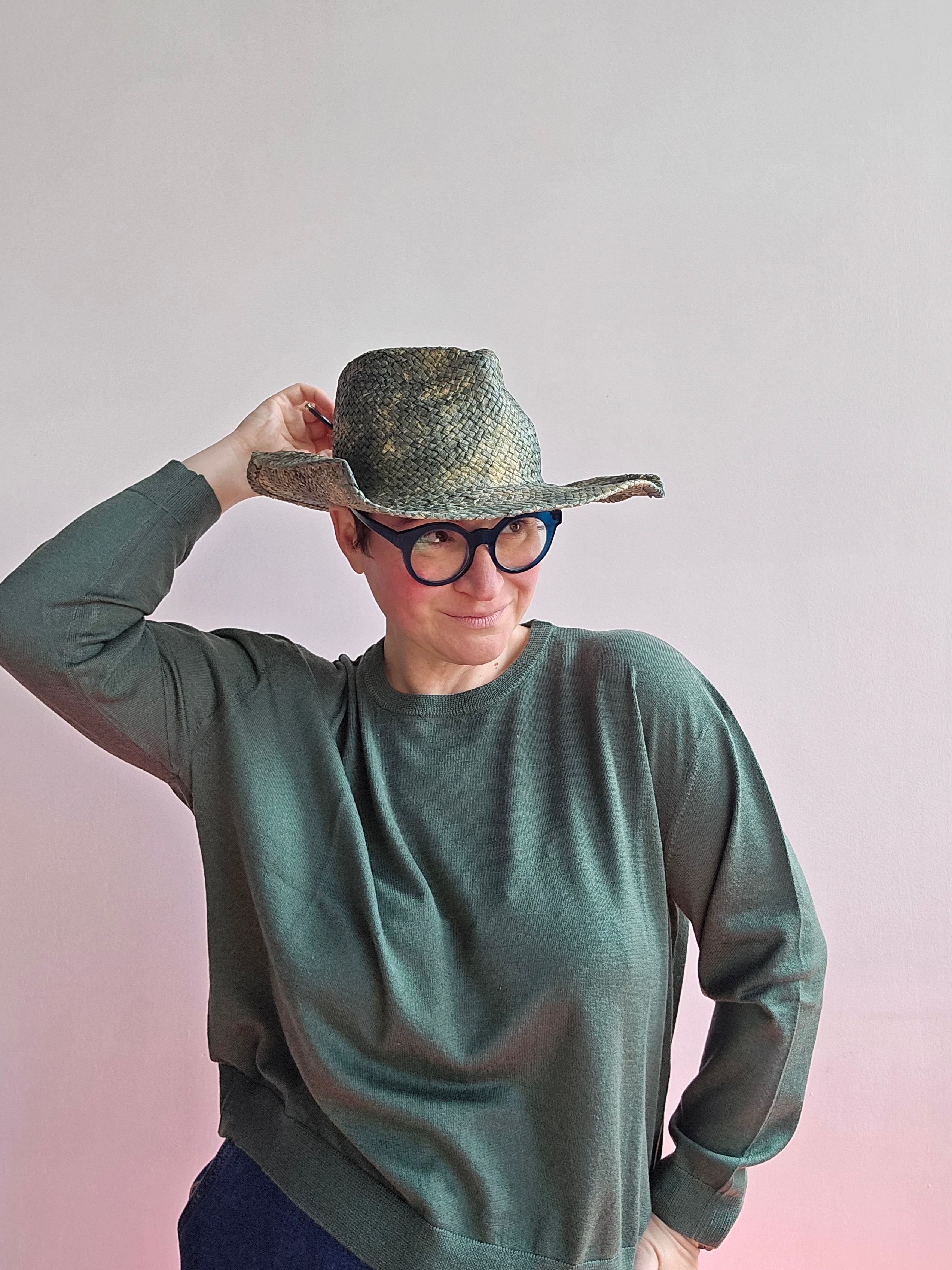 Be You - Maglia girocollo verde cashmere e seta