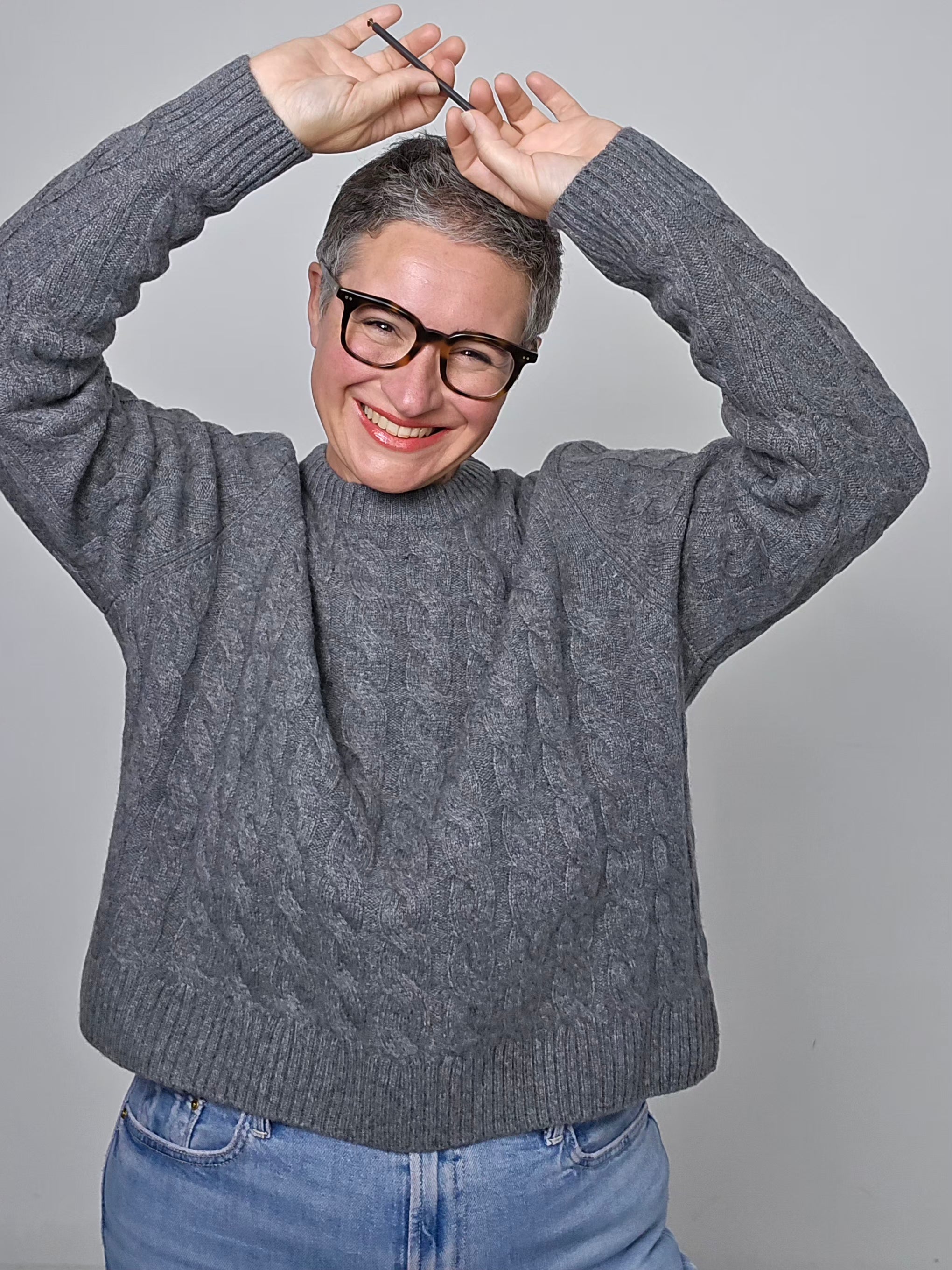 Be You - Maglia in cashmere a trecce dark grey