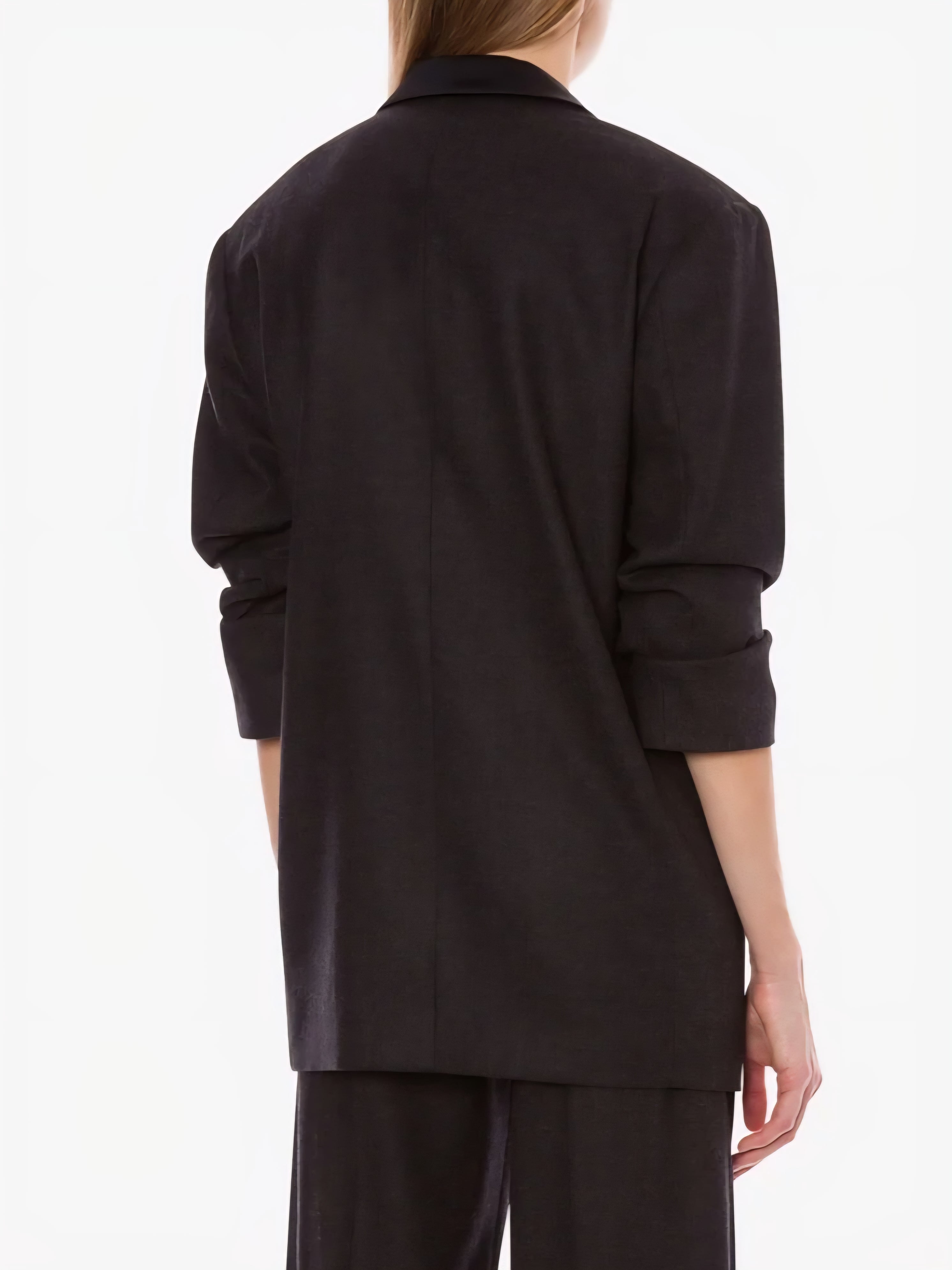 Alberta Ferretti - Giacca doppiopetto antracite revers in raso
