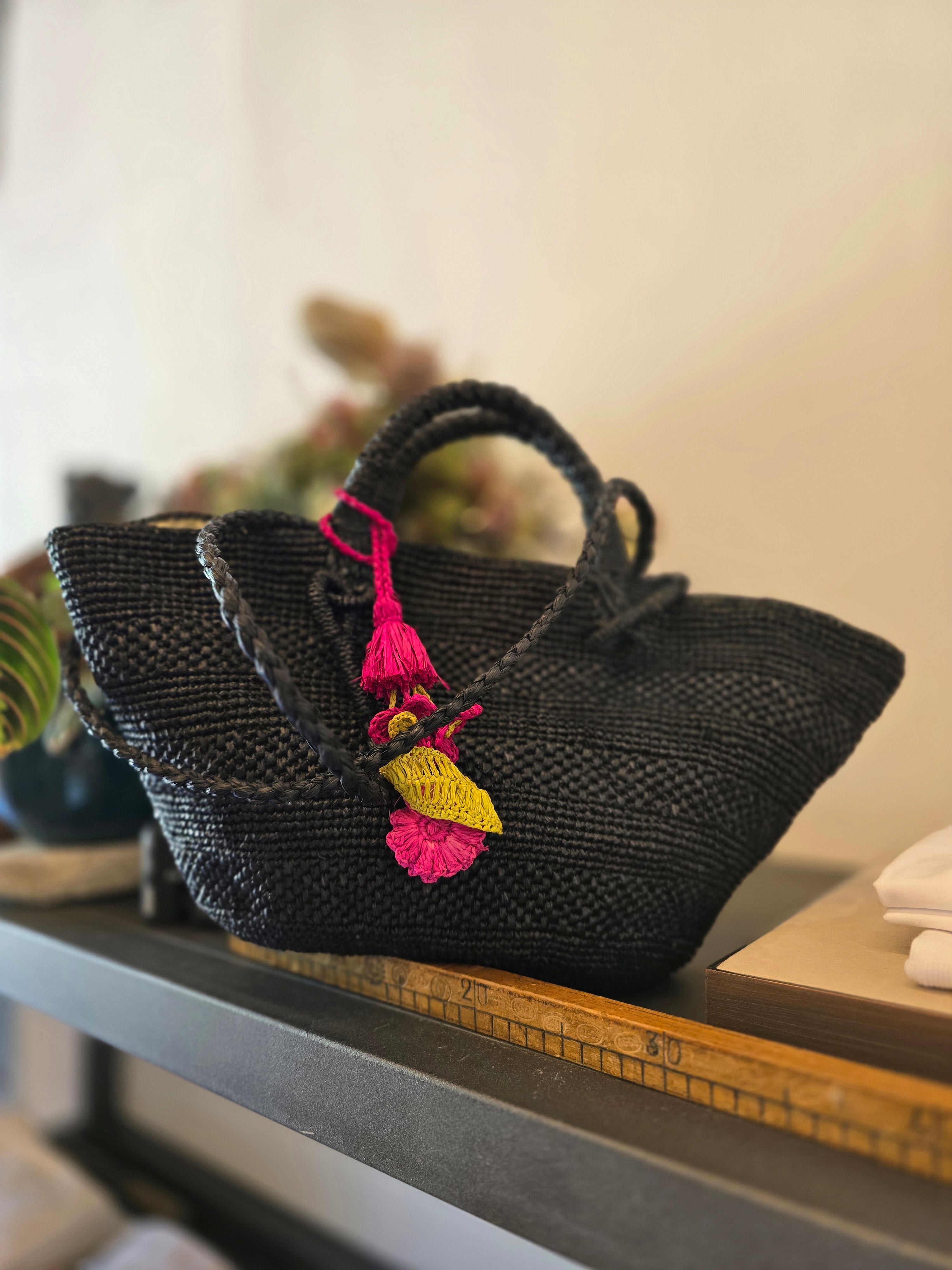 IBELIV - Borsa in rafia  "Noumena", black