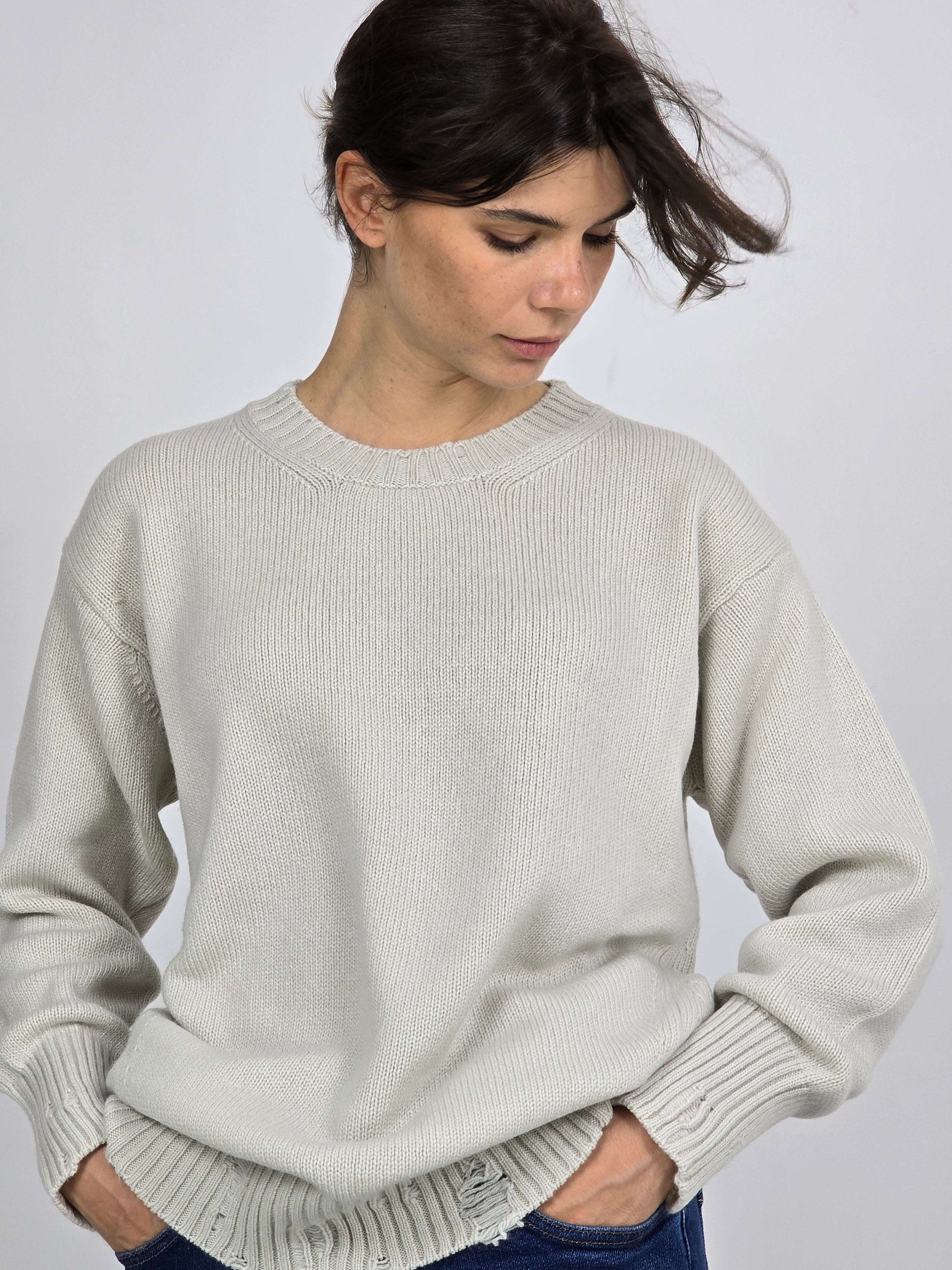 Canessa - Maglia in cashmere "Leda" bianco latte