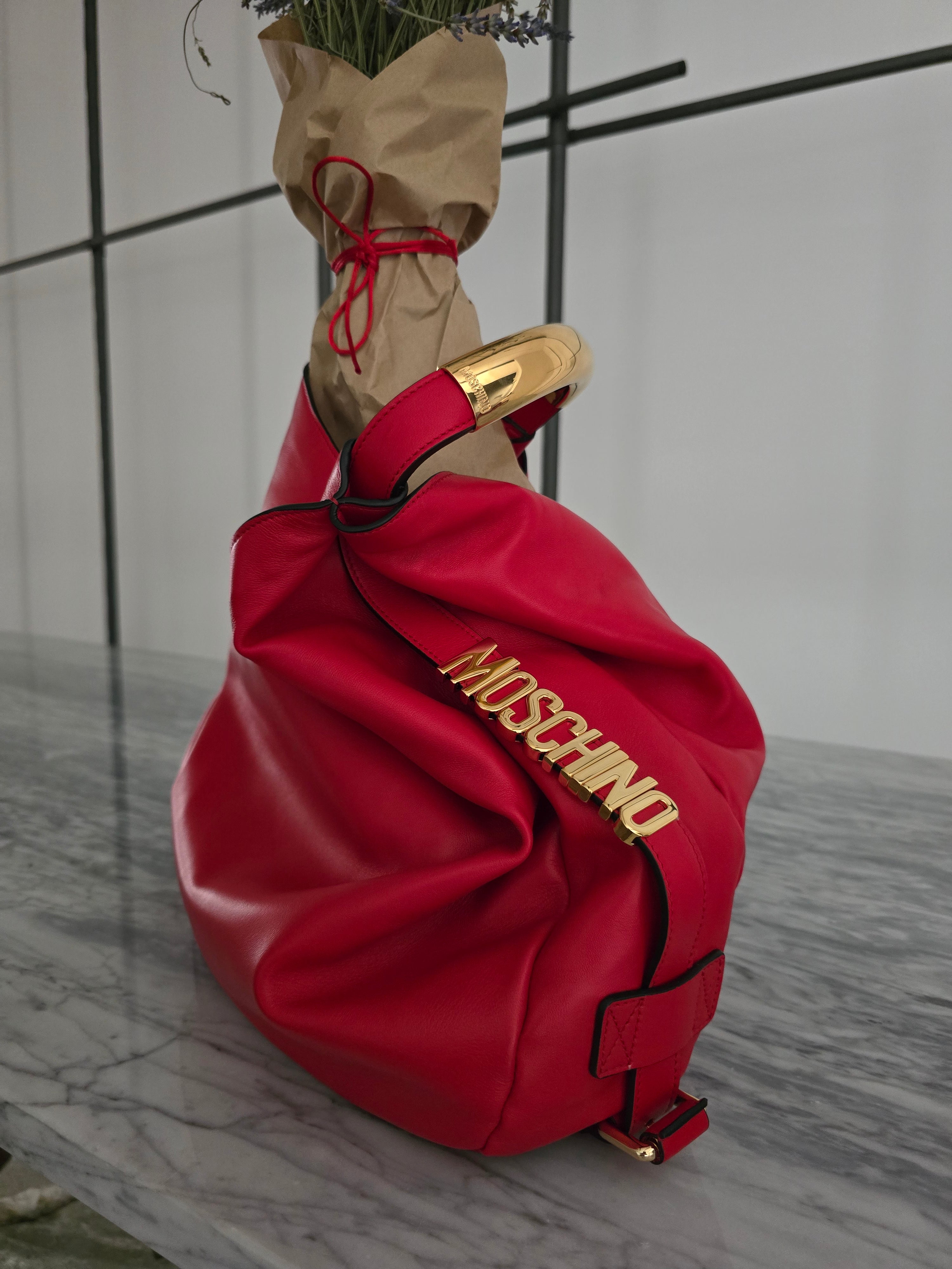 Moschino - Borsa nappa rossa