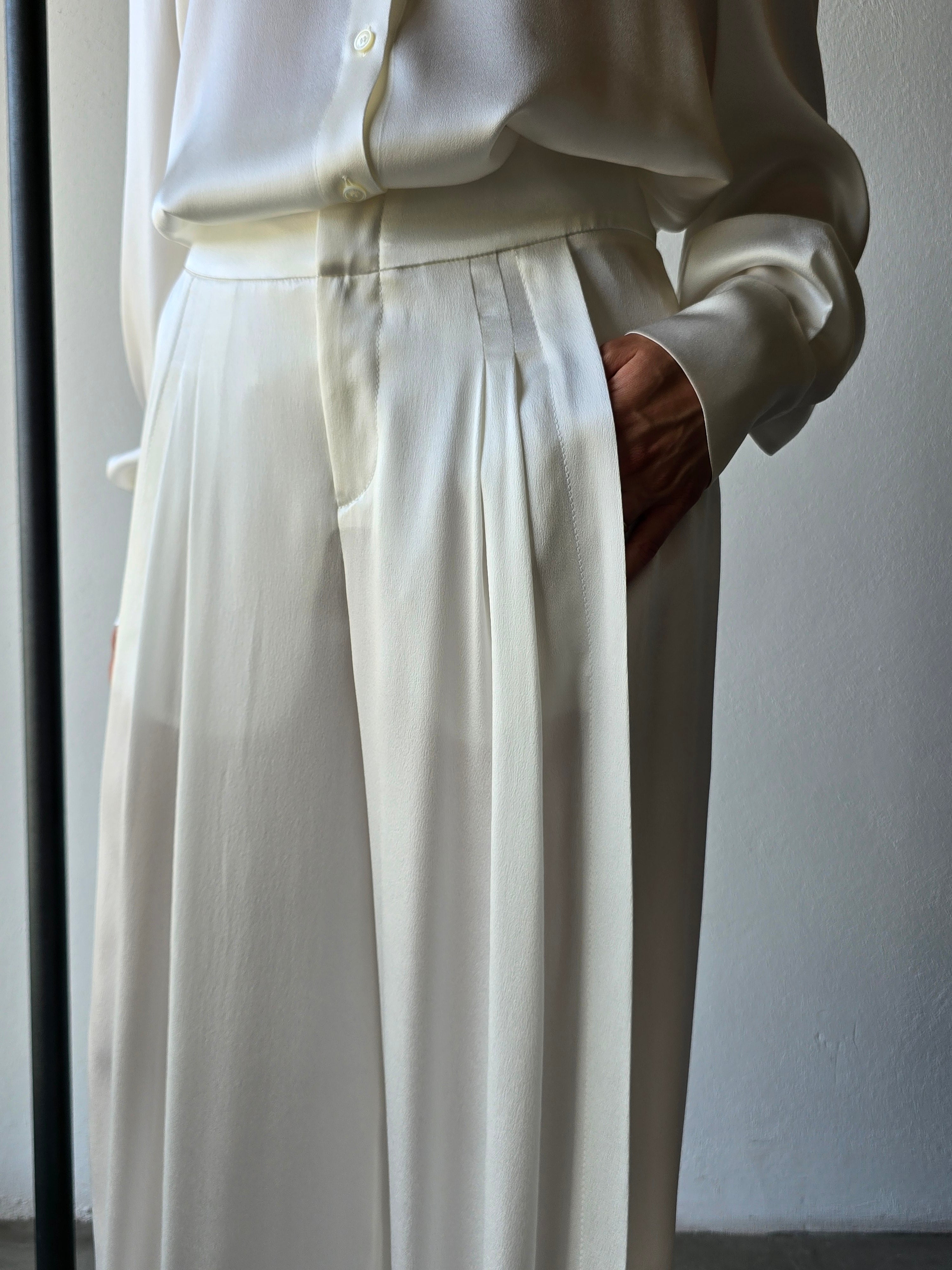 Alberta Ferretti - Pantalone bianco satin