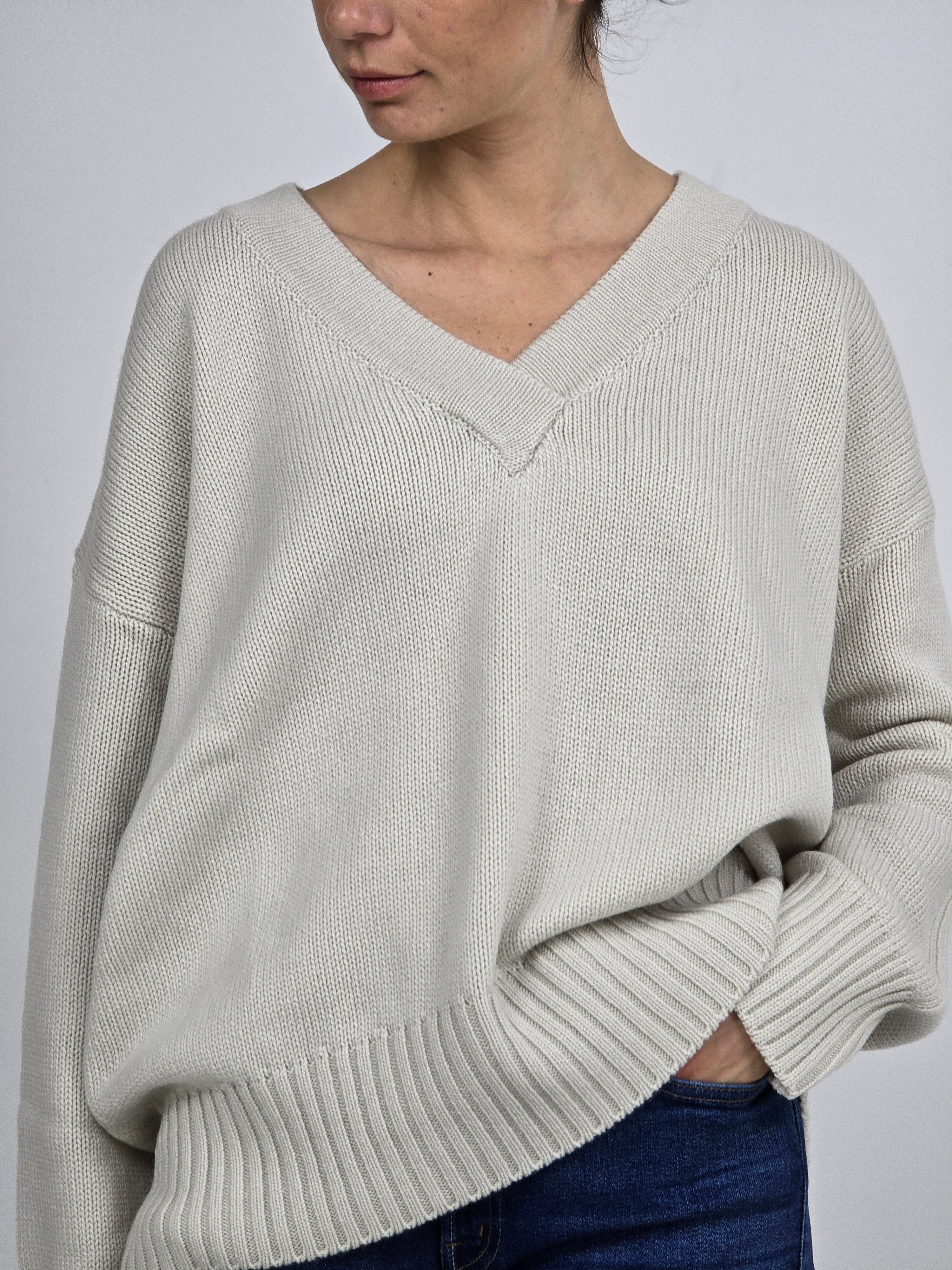 Canessa - Pullover in cashmere "Patricia" color talco