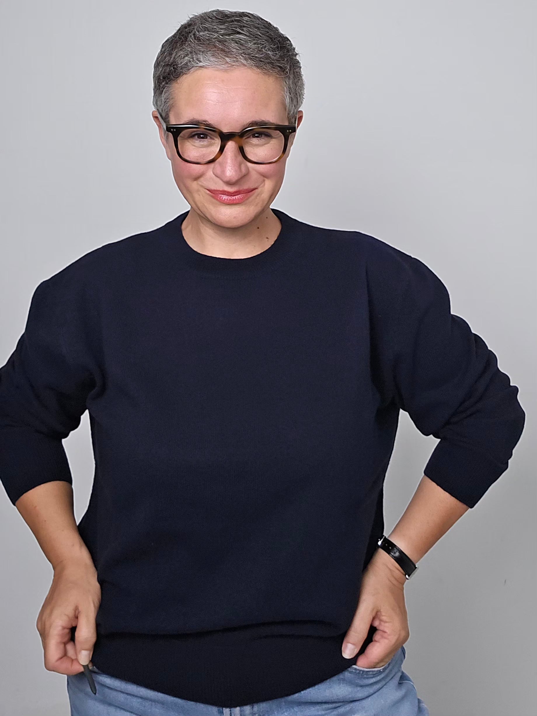 Be You - Maglia girocollo in cashmere navy