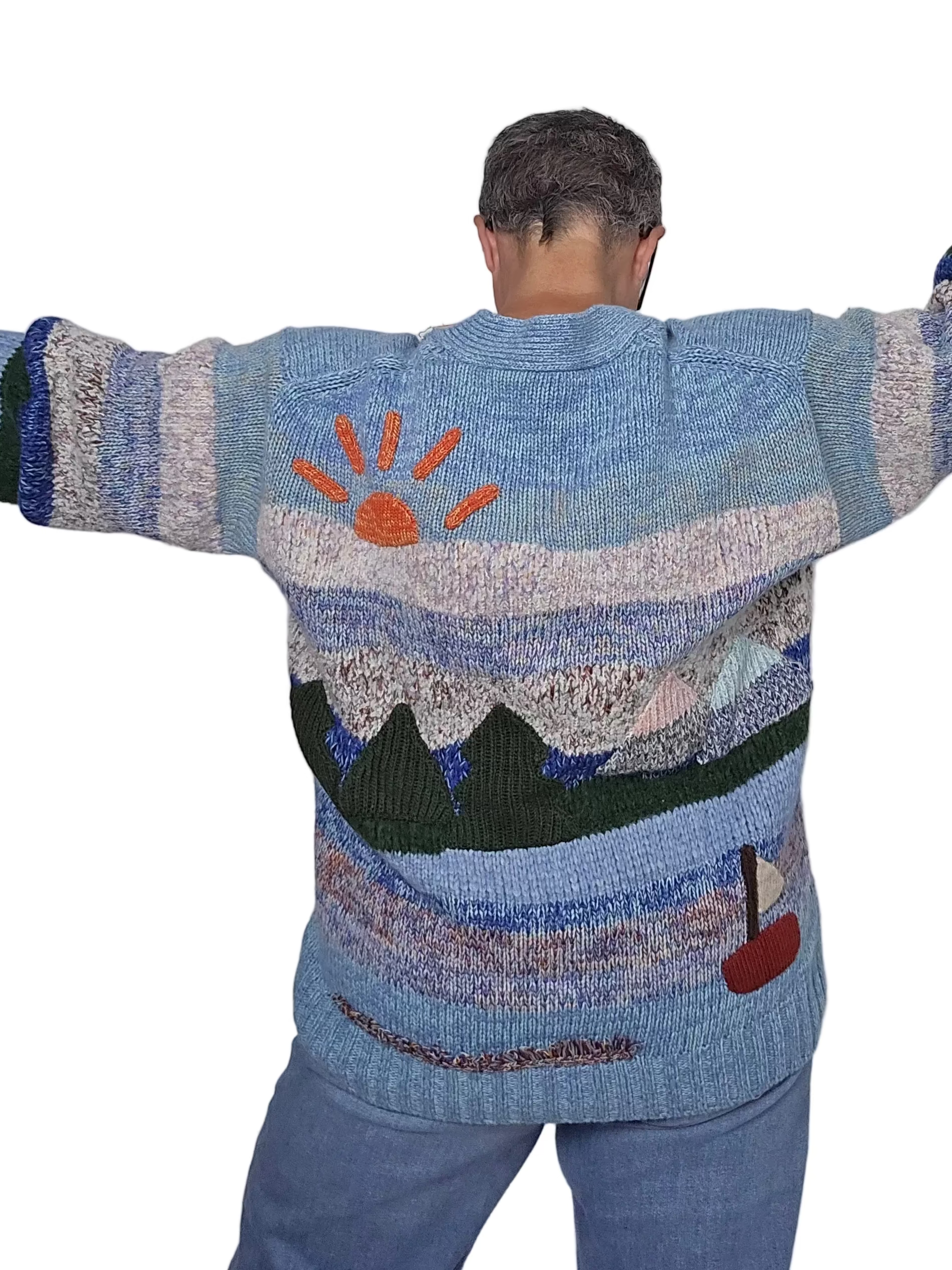 Longo - Cardigan multicolor toni azzurro