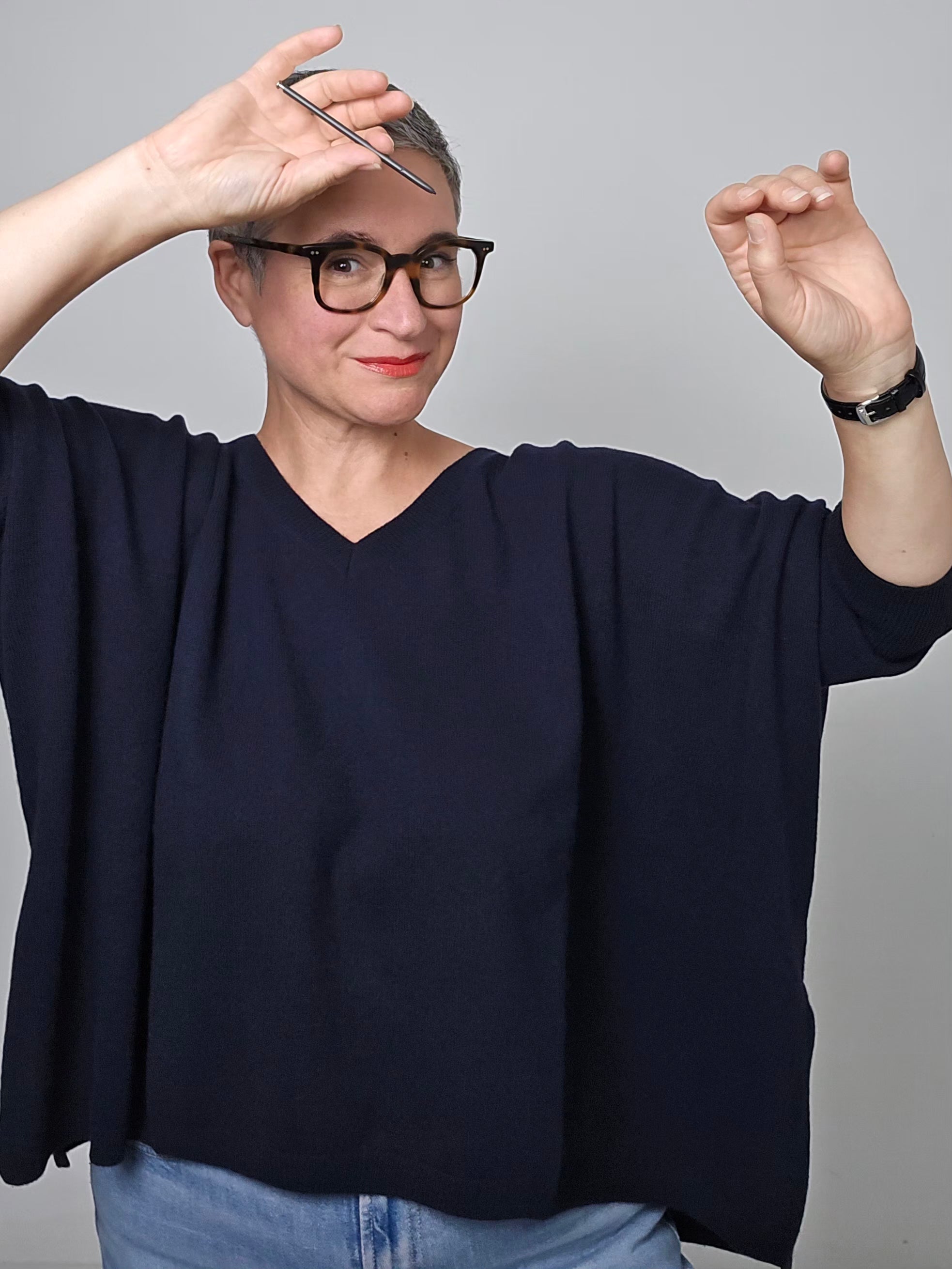 Be You - Maglia scollo a V cashmere navy