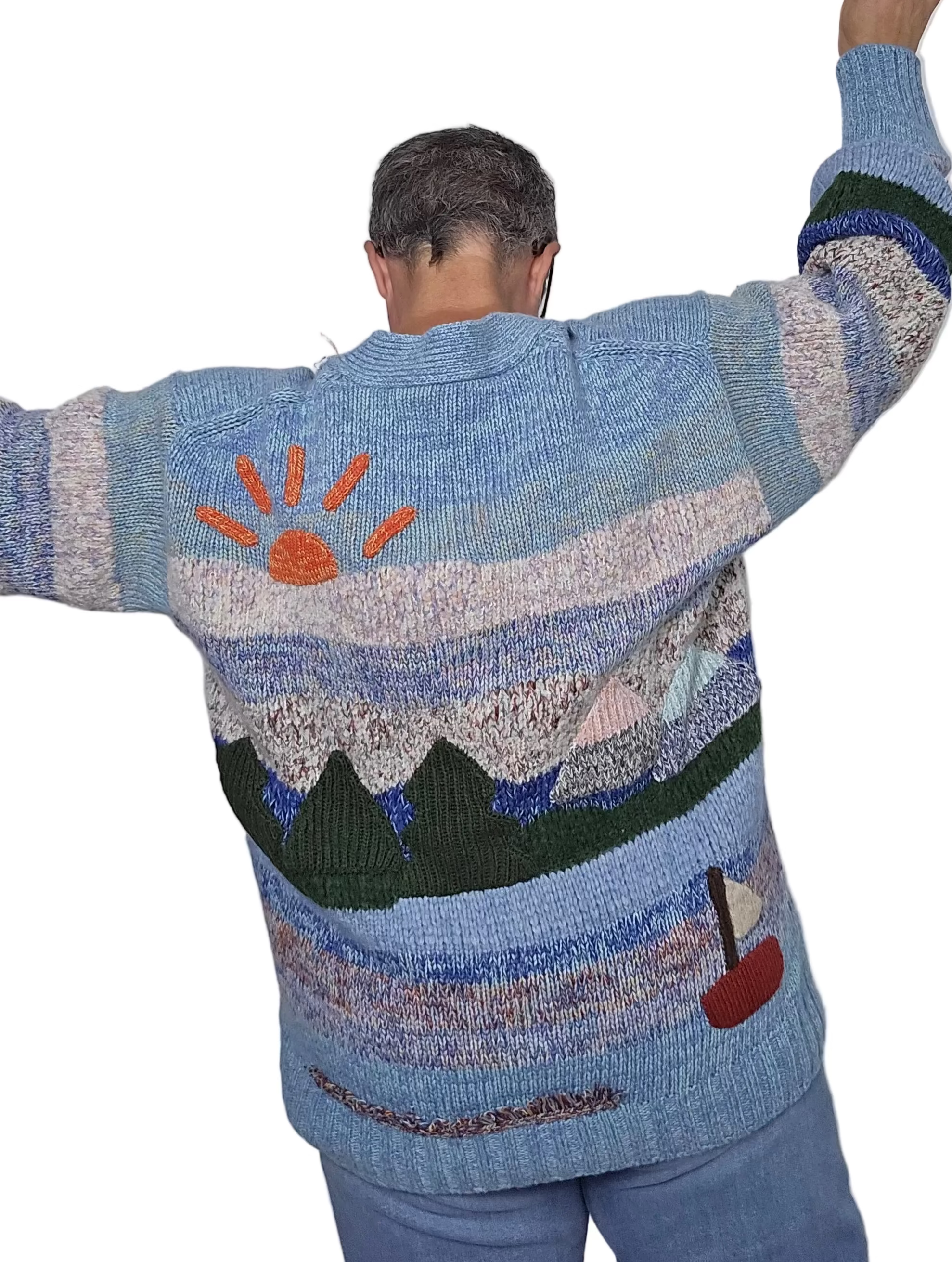 Longo - Cardigan multicolor toni azzurro