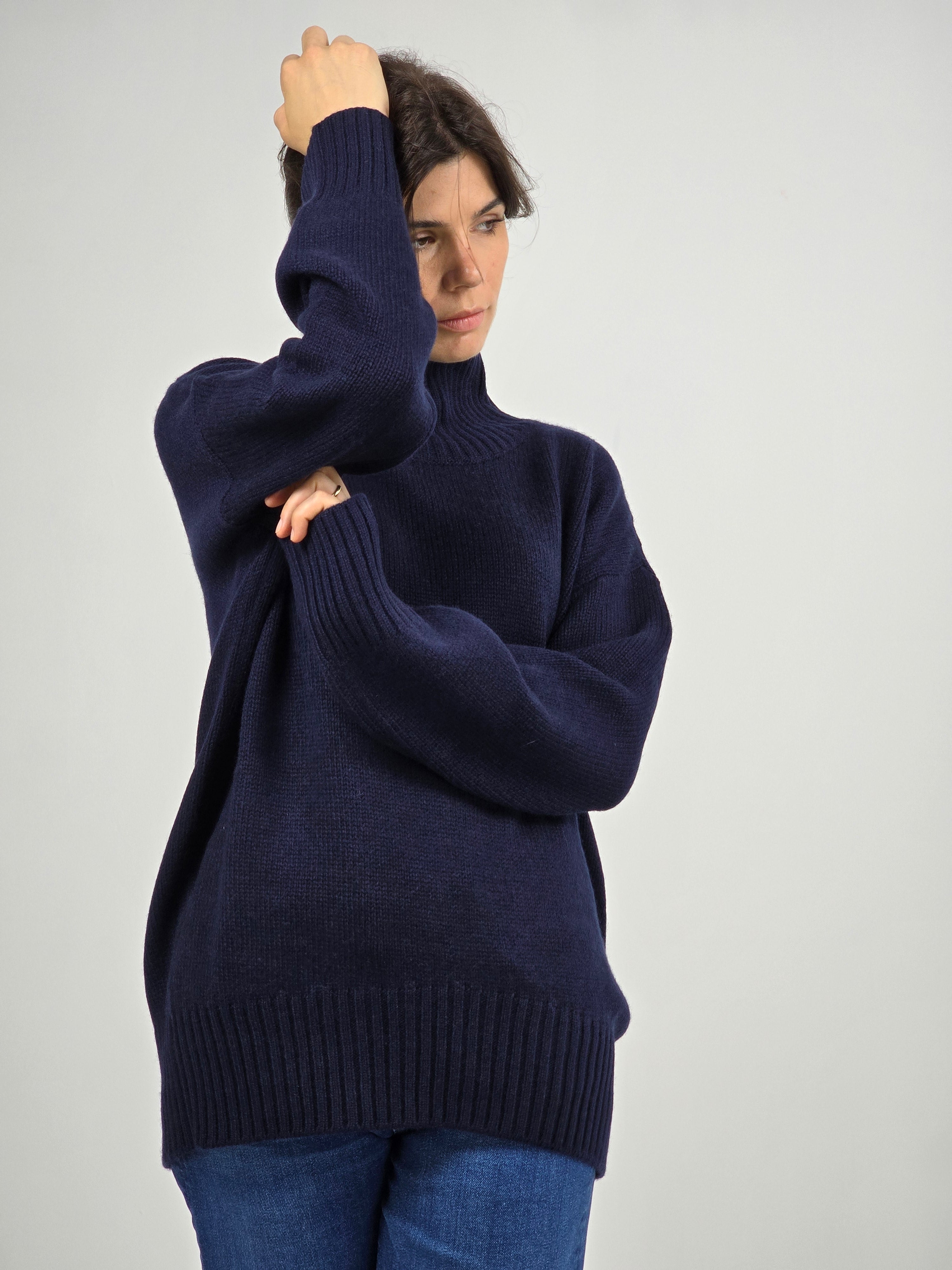 Canessa - Maglia cashmere blu "Connie"